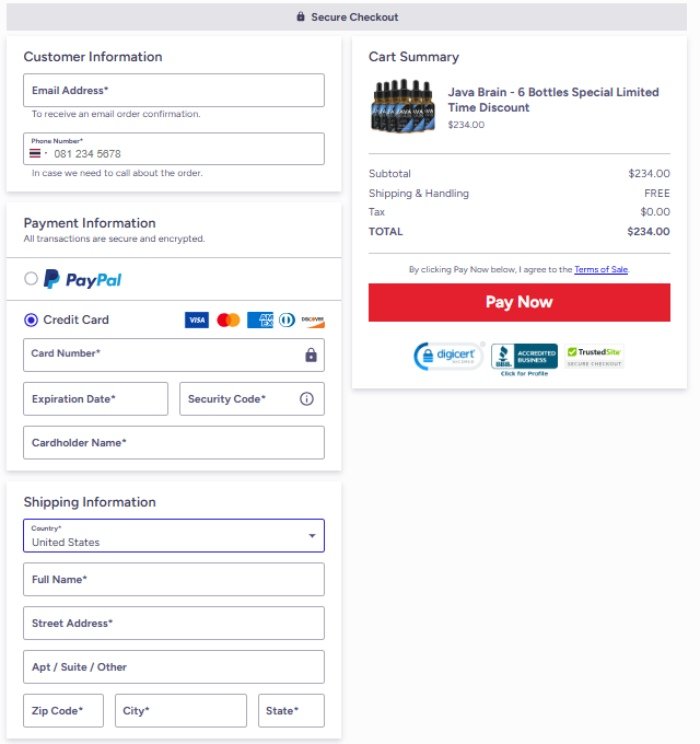 Java-brain Official Website Secure Order Page